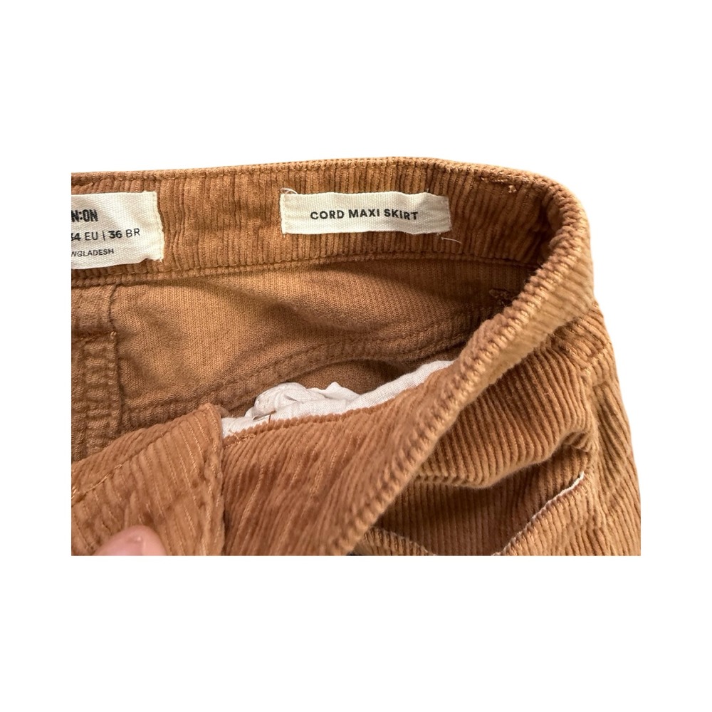Cotton On Maxi Skirt Womens 2 Brown Corduroy High Waist Long Workwear - Picture 4 of 12